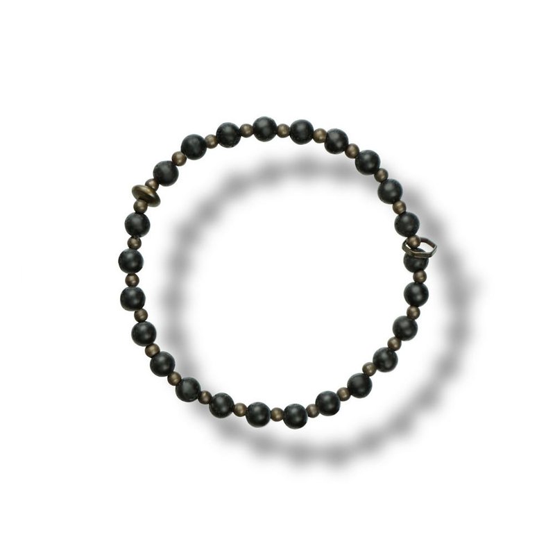 Op.23 Vintage natural stone bracelet, handmade antique frosted black agate - สร้อยข้อมือ - เครื่องประดับพลอย สีดำ