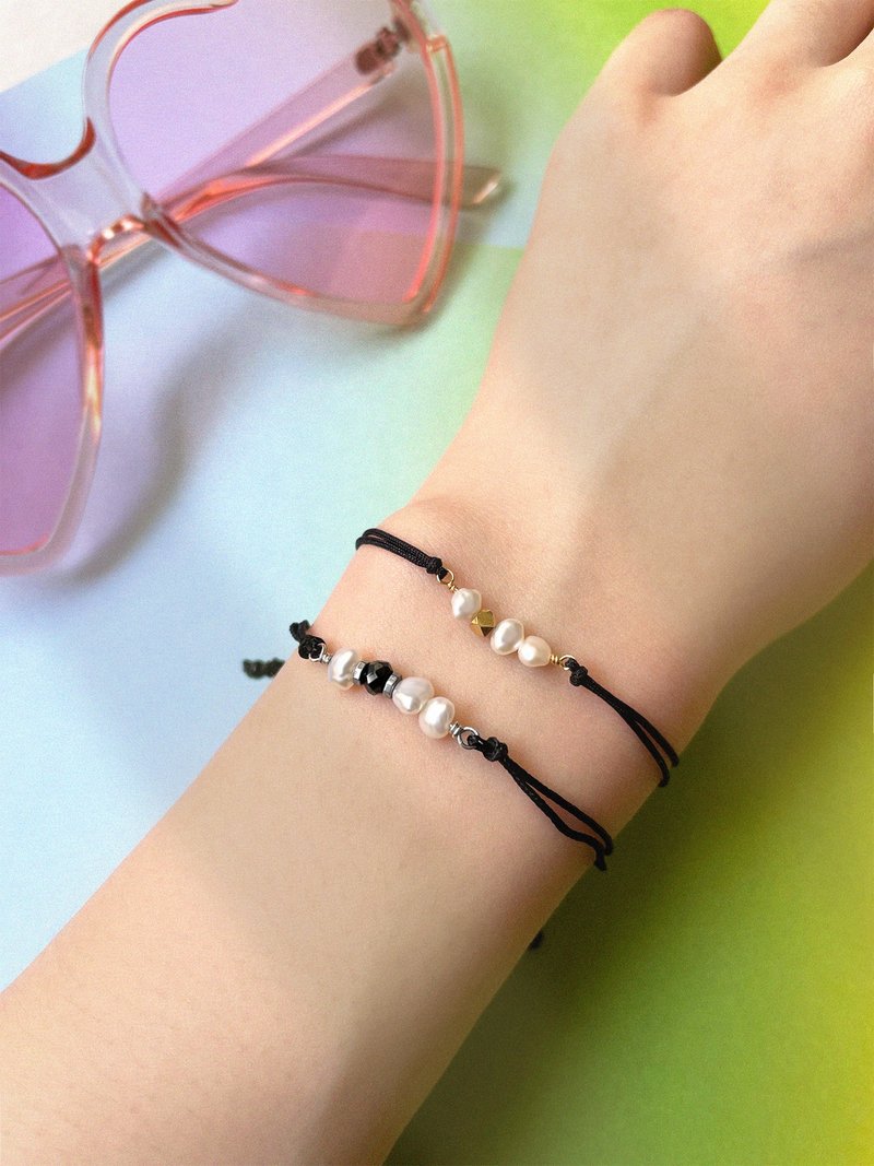 Found.Myth Natural Pearl Lucky Bracelet Retractable Couple.Friendship.Family Handmade - Bracelets - Other Materials Black