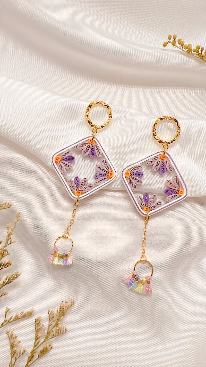 Handmade Roll Paper Earrings—Purple Romance - Earrings & Clip-ons - Paper Purple