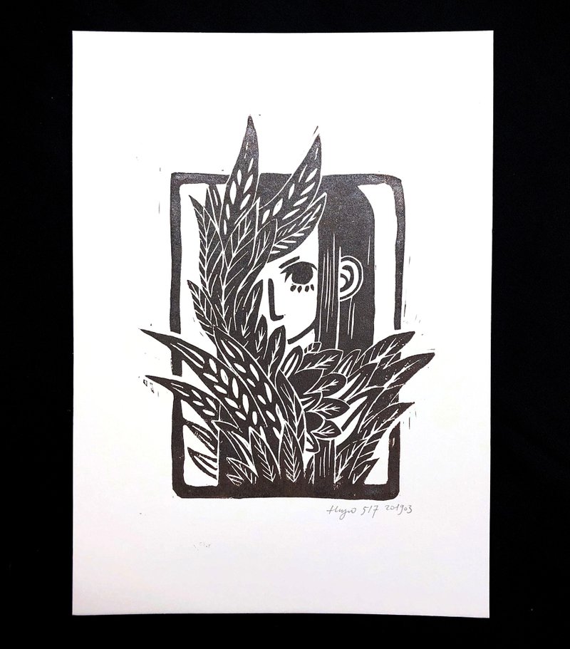 叢林女孩-版畫原作 - 海報/掛畫/掛布 - 紙 黑色