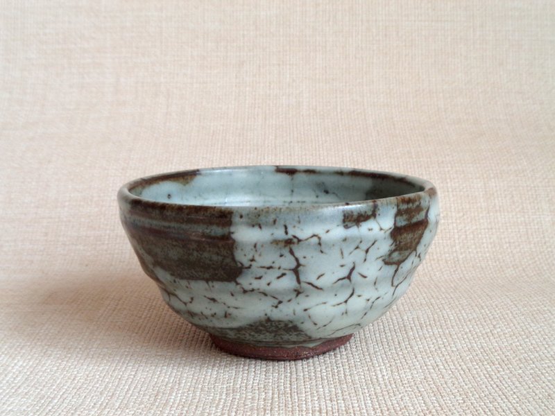 鉢 流れ釉d - 碗 - 陶 灰色