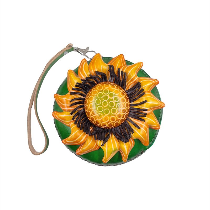 向日葵花手拿包 - 手提包/手提袋 - 真皮 橘色