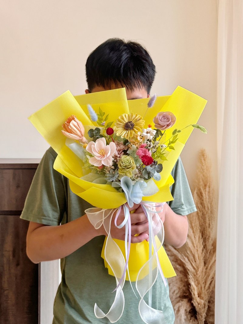快樂多巴胺 黃色系乾燥花束 畢業花束 - 乾燥花/永生花 - 植物．花 黃色