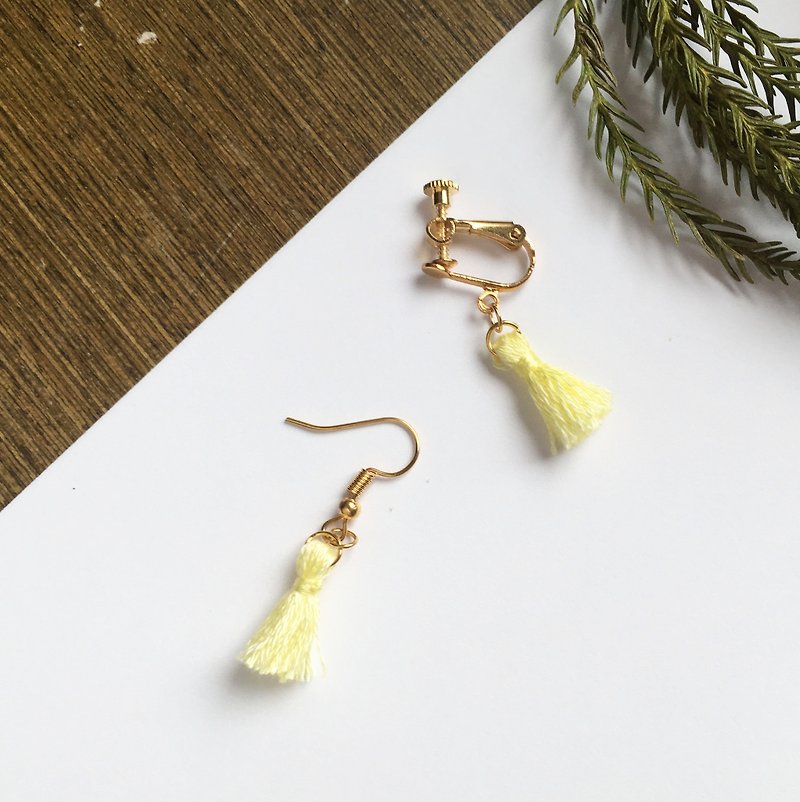 Handmade Tassel Earrings Earclips Rose Gold Series-yellow limited  - Earrings & Clip-ons - Thread Yellow