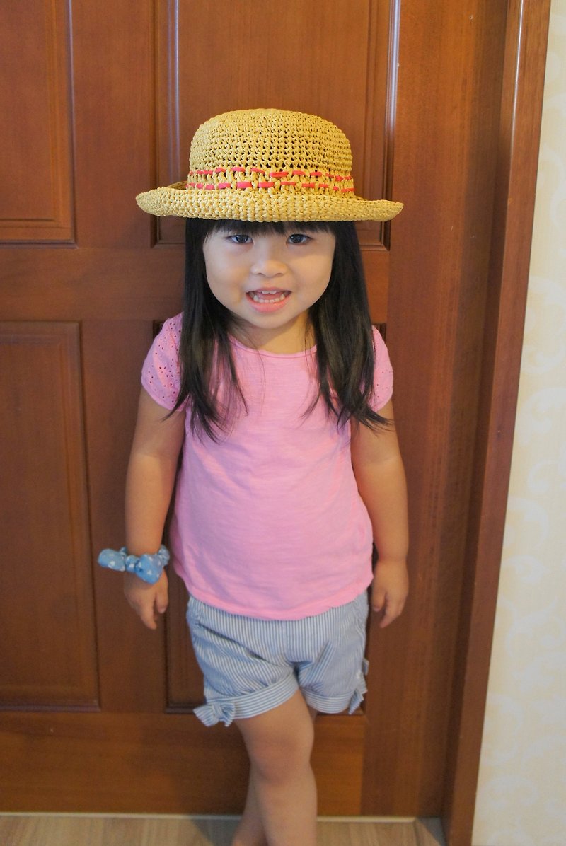 編組草少女ラインの装飾シェードラウンド帽子（Jiekeを身に着けている男の子/女の子）〜 - 帽子 - その他の素材 多色