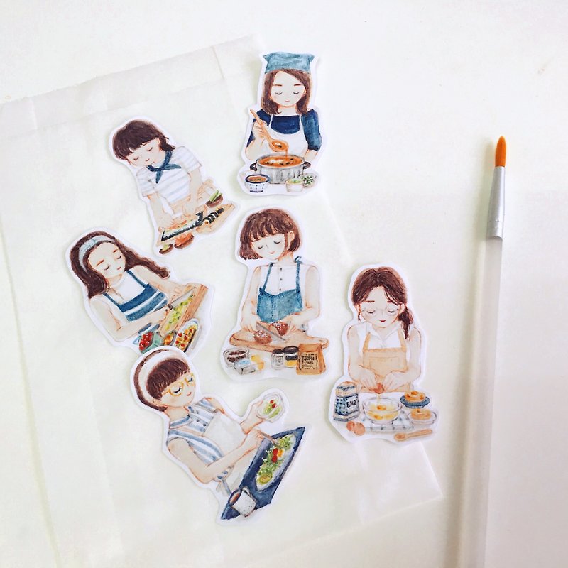 Stickers/ Cooking in Progress / 6pcs - Stickers - Paper Multicolor