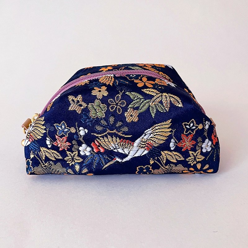 Pouch with Japanese Traditional Pattern, Kimono (Medium) - Brocade - Toiletry Bags & Pouches - Other Materials Blue