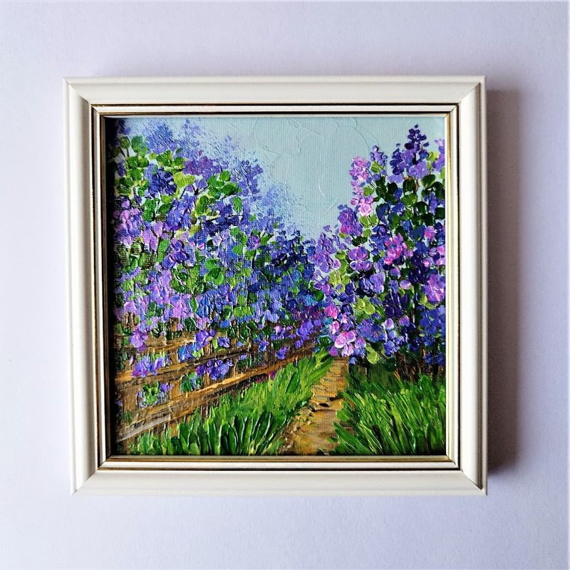 畫作 Landscape Hanging Painting on Canvas Lilac Wall Decoration Framed Painting 框畫 - 壁貼/牆壁裝飾 - 壓克力 紫色