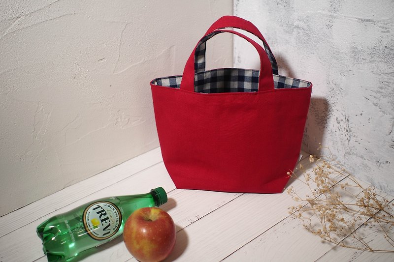 Every family wine series Bento bag / bag / limited hand bag / cranberry / stock - Handbags & Totes - Cotton & Hemp Red