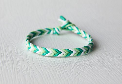 zoeshop-handmade 由淺入深-細版漸層藍綠 / 手工編織手環