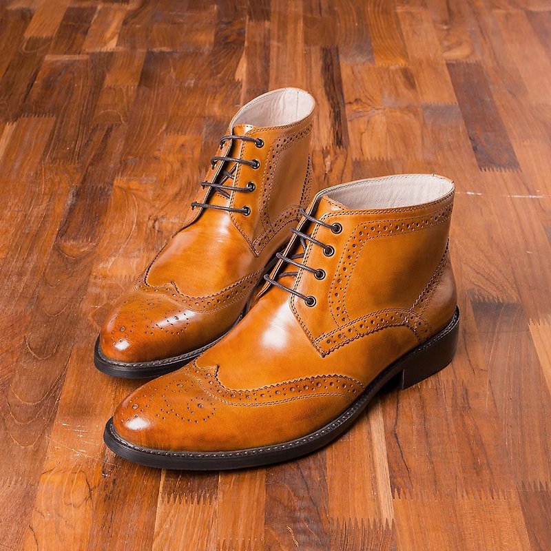 Vanger 紳士風範全翼紋德比短靴 Va242褐 - 男款休閒鞋 - 真皮 咖啡色