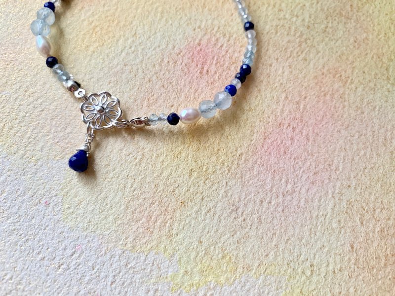 Sea Elf/Aquamarine/Lapis Lazuli/Enhance love and friendship/expressive ability/r - Bracelets - Crystal Blue