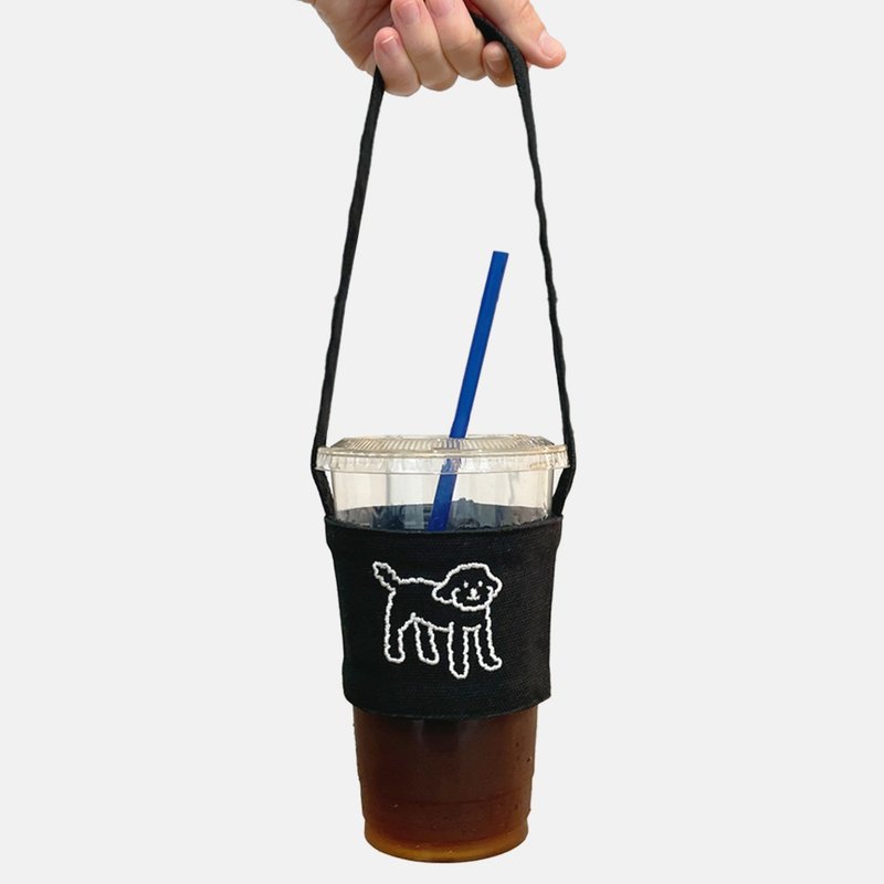 embroidery drink bag | Mori (Black) - อื่นๆ - ผ้าฝ้าย/ผ้าลินิน สีดำ