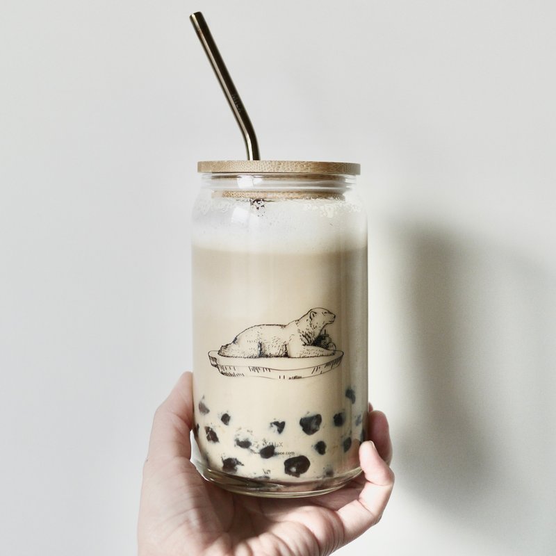 鋁罐造型漂浮北極熊玻璃杯 - 玻璃杯 - 玻璃 透明