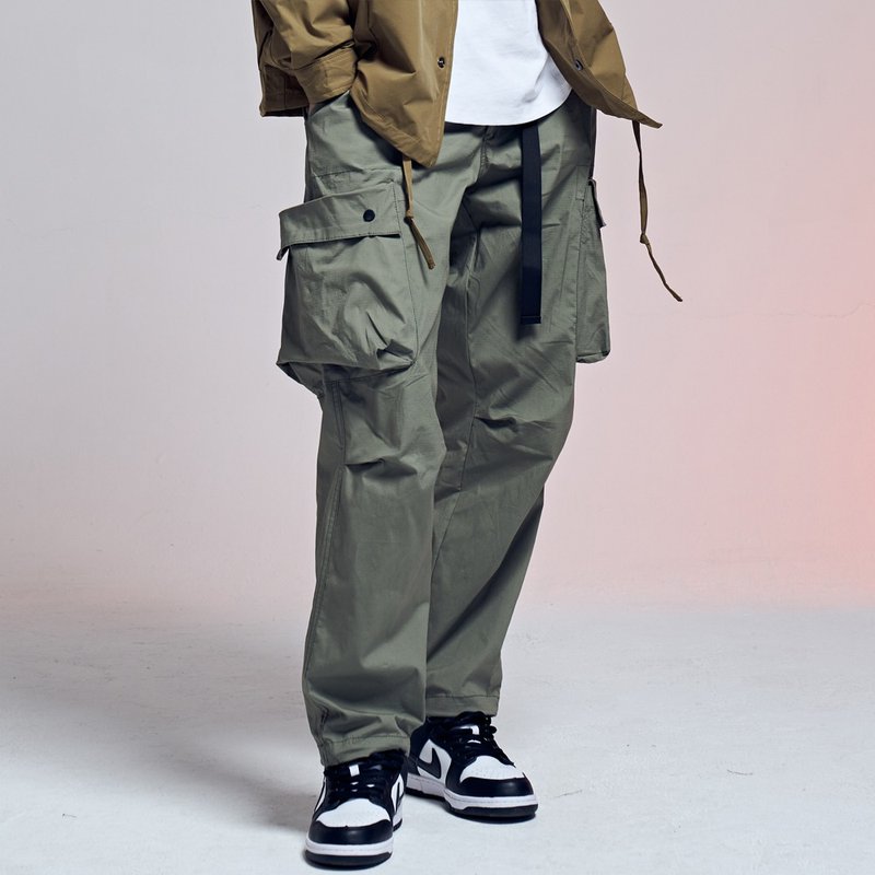 Relax Cargo Pants/Water Resistant/Plain/Unisex/Summer/Adjustable Waist - กางเกงขายาว - วัสดุกันนำ้ สีเขียว