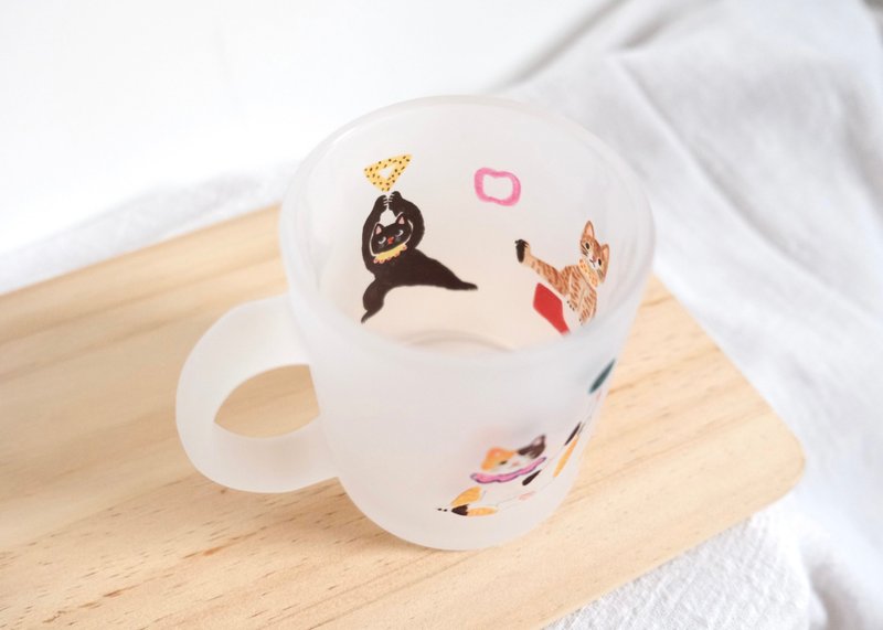 Yoga cat transparent matte mug - Cups - Glass Transparent