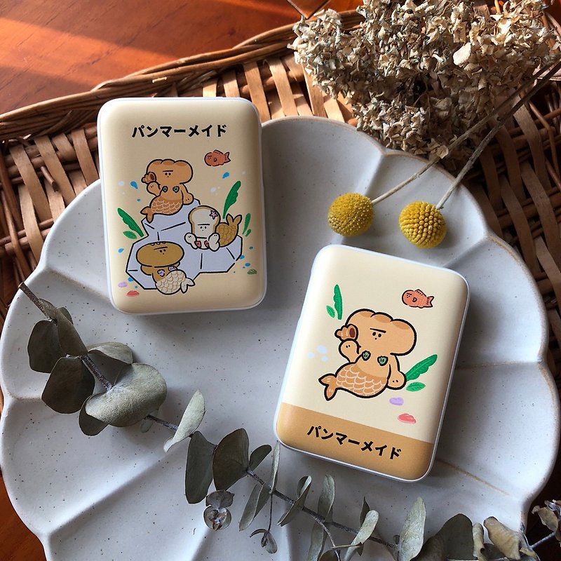 Mini Pocket Power Bank 10000mAh With Illustration of Cute Bread - Chargers & Cables - Other Materials Brown