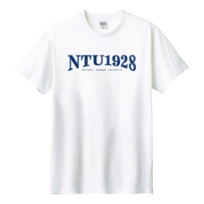 【臺灣大學/臺大】NTU1928美式經典款純棉短T_白 - 其他 - 棉．麻 藍色