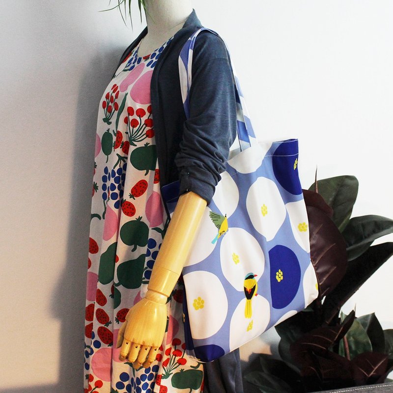 Canvas Tote bag, Polka Dot Canvas Tote Bag, Floral Bag - 手提包/手提袋 - 聚酯纖維 