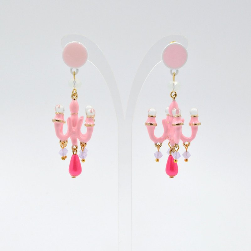 TIMBEE LO pink signature style mini chandelier earrings seven-color rainbow multi-color options - Earrings & Clip-ons - Other Metals Pink