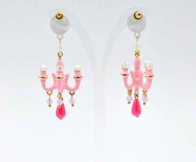 Timbee Lo Pink Signature Style Mini Chandelier Earrings Seven Color Rainbow Multi Options Timbeelo Clip Ons I Timbee Lo Pink Signature Style Mini, Chandelier Style Pink Earrings