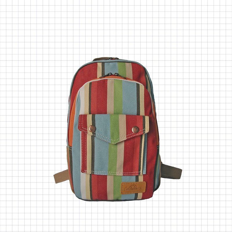 OR egg-shaped double-layer backpack OR1427-RS [Taiwanese original bag brand] - กระเป๋าเป้สะพายหลัง - ผ้าฝ้าย/ผ้าลินิน สีแดง