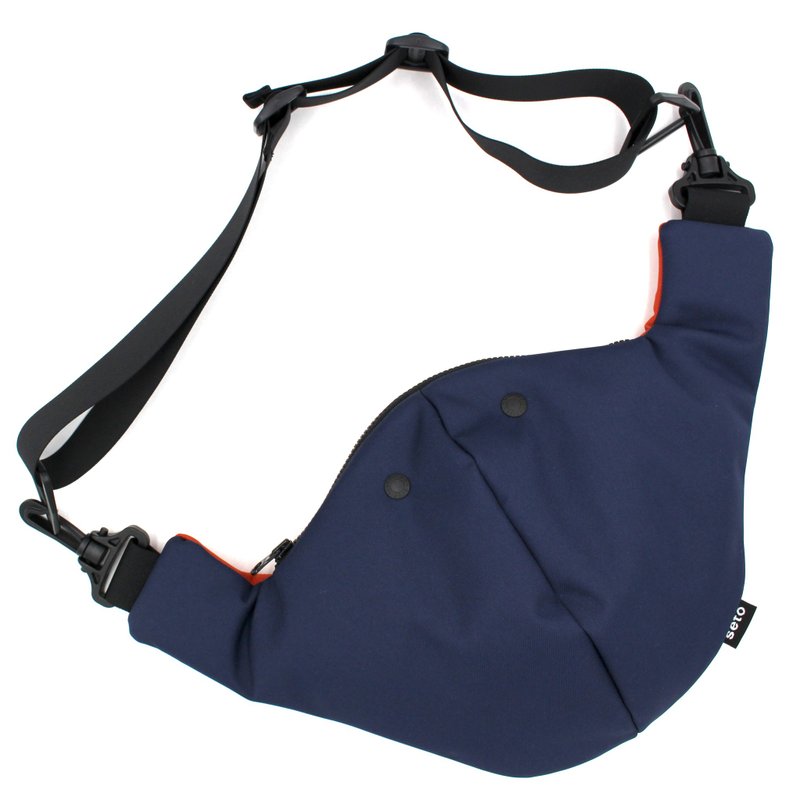 seto / creature bag / Middle / Chu-sagari / Navy Orange - 側背包/斜背包 - 聚酯纖維 藍色