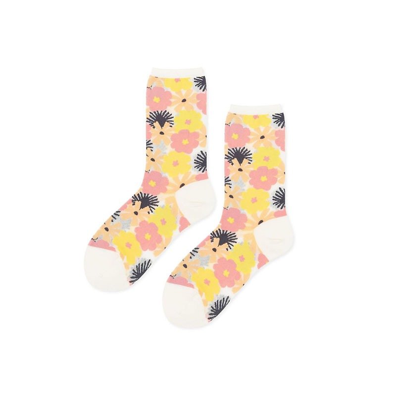 Hansel from Basel Flower Transparent Socks/Comfortable Cotton Socks/Ladies Socks - Socks - Cotton & Hemp White
