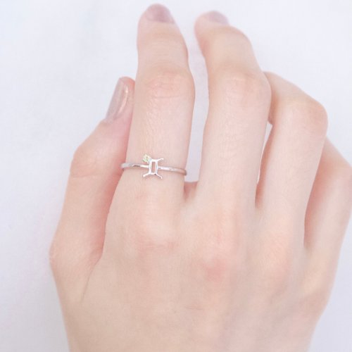 喜羊羊happy sheep jewelry 雙子座925純銀天然石星座戒指 可調式戒指
