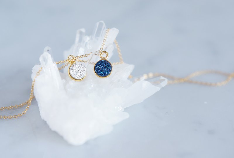 【14KGF】Necklace,Gemstone,Tiny Druzy--Silver/Royal Blue-- - ネックレス - 宝石 ブルー