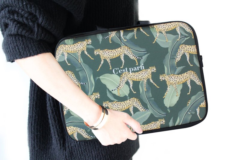 C'est parti獵豹電腦包/13吋/14吋/電腦包/萬用包 - 電腦包/筆電包 - 聚酯纖維 綠色