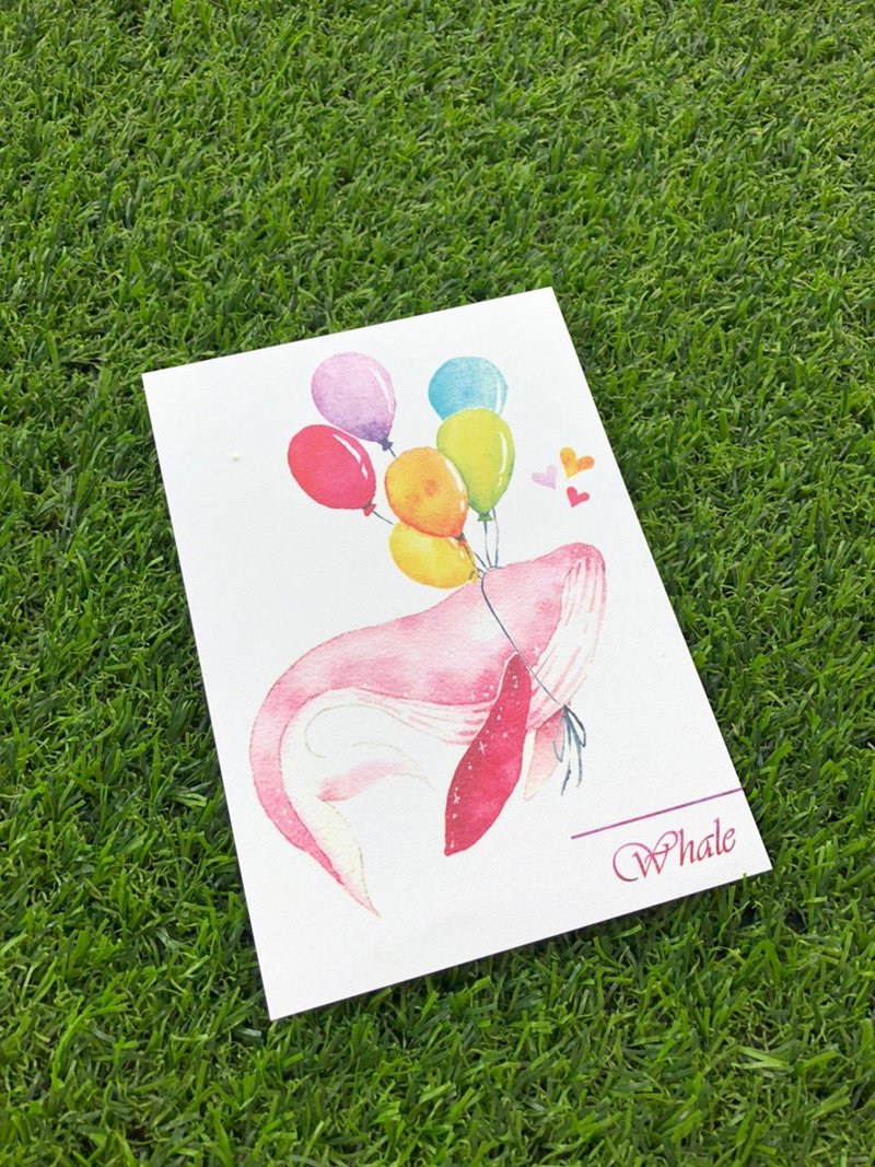 ポストカード 虹クジラのPinky - はがき・メッセージカード - 紙 ピンク