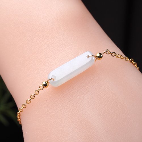 瓔珞珠寶盒 E.L.Jewelry Box 冰種翡翠無事牌手鍊 14K包金 | 天然緬甸玉A貨翡翠 | 送禮