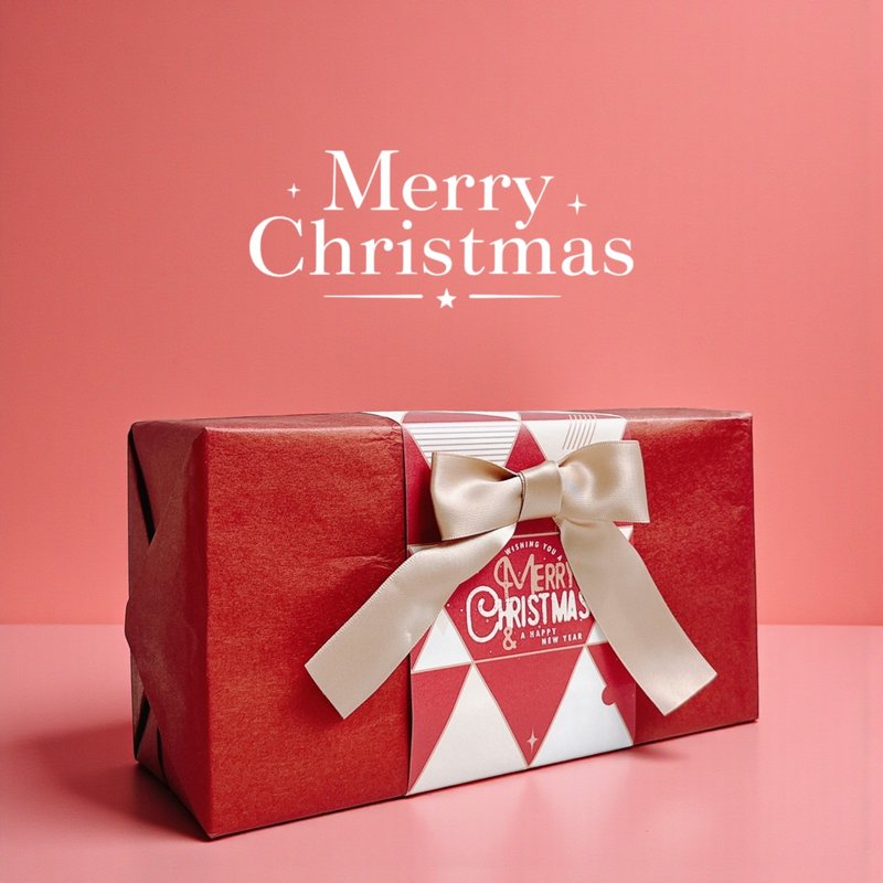 | 聖誕包裝 | 霧面紅色包裝紙 + 緞帶蝴蝶結裝飾 - 茶葉/茶包/水果茶 - 紙 