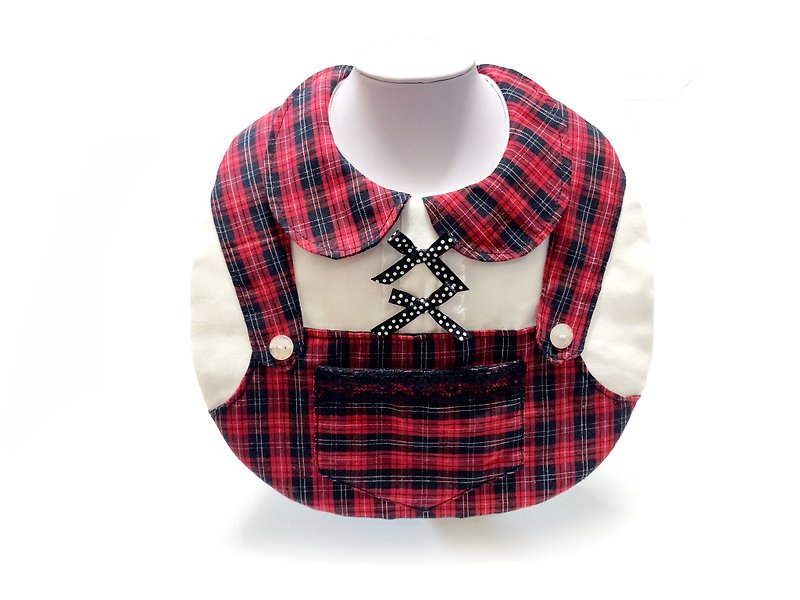 Rock style/College style/Scottish check suspenders shape bib pocket - Bibs - Cotton & Hemp Multicolor