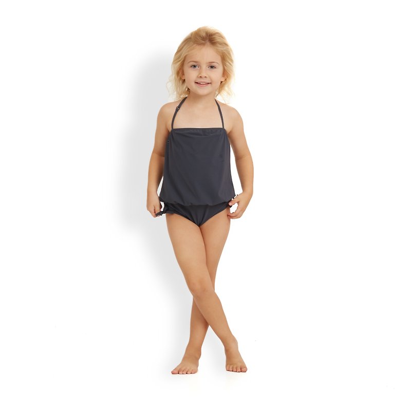 GRACE : 鬆身束腰連身泳衣 - 童裝 - 嬰兒/兒童泳衣 - 其他材質 黑色