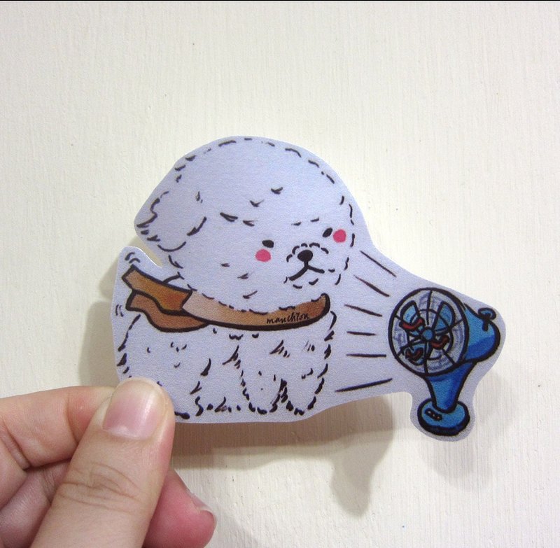 Hand-painted illustration style completely waterproof sticker Bichon poodle fan - Stickers - Waterproof Material White