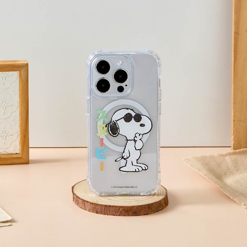 SNOOPY Snoopy wears sunglasses, anti-yellow and anti-fall MagSafe iPhone case - เคส/ซองมือถือ - พลาสติก สีใส