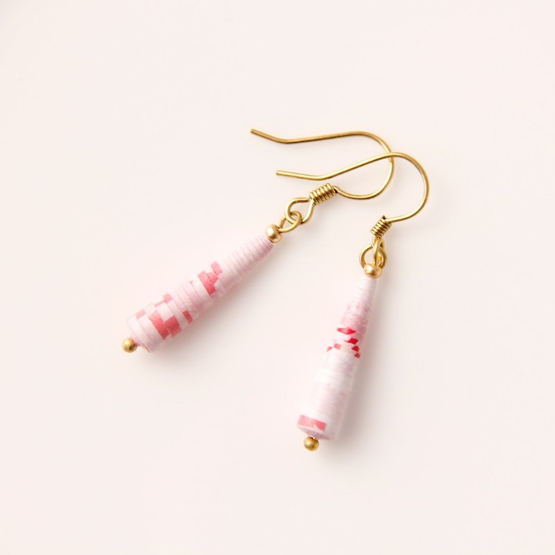 MUSEV粉色小錐子耳環 - 耳環/耳夾 - 紙 粉紅色