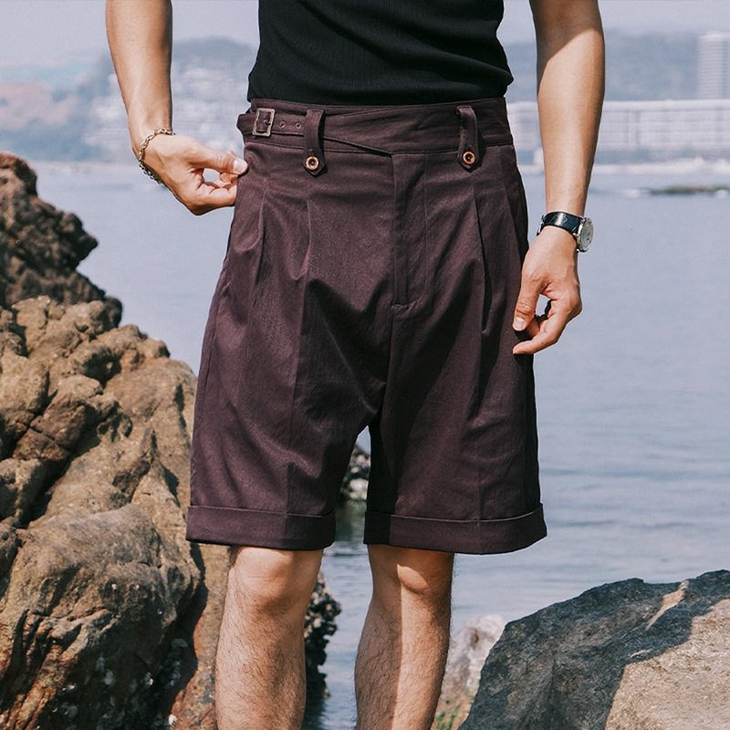 SOARIN復古那不勒斯啞光休閒短褲(2529F218) - 男短褲/工作短褲 - 棉．麻 紫色