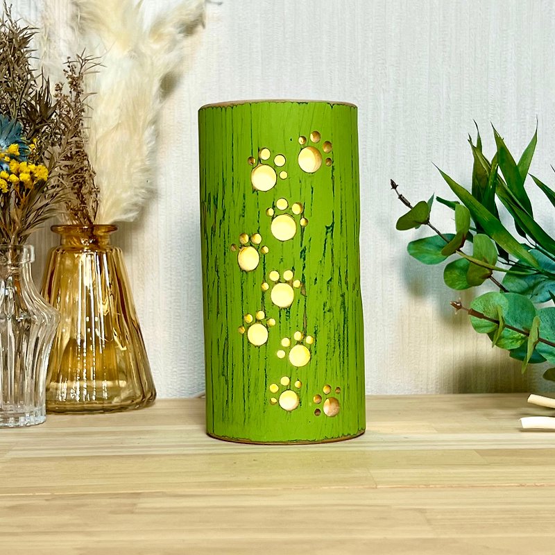 竹ランプ　肉球　黄緑 - 照明・ランプ - 木製 グリーン