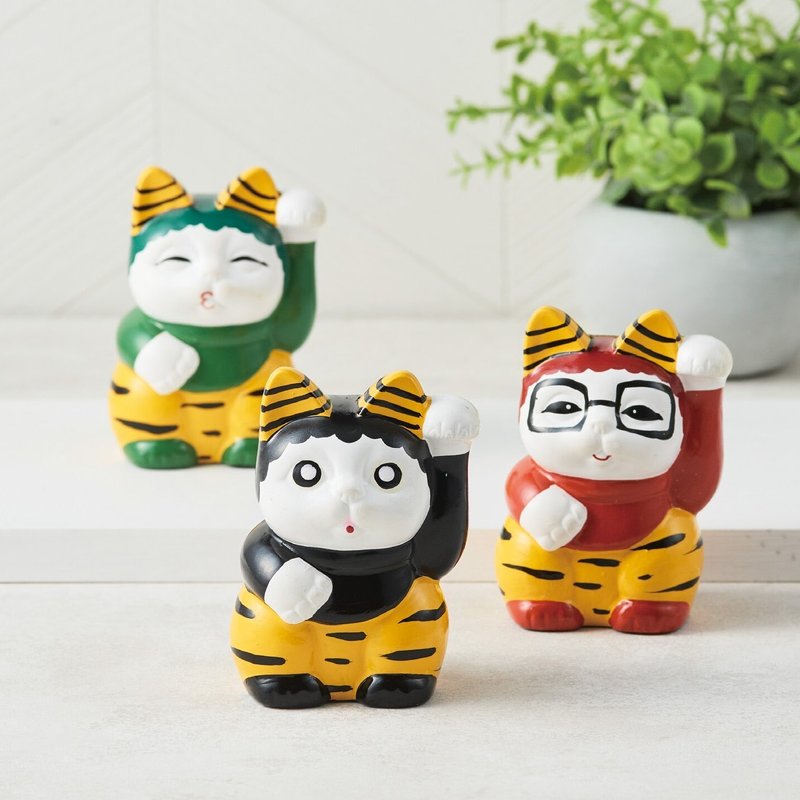 【預訂】日本製 三色雷公招財貓 - 擺飾/家飾品 - 陶 紅色