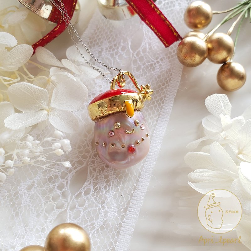 Christmas packaging Baroque original design baroque freshwater pearl cute little strong corpse necklace - สร้อยคอ - ไข่มุก 