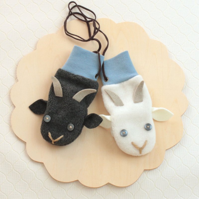 聚酯纖維 嬰兒手鍊/飾品 藍色 - [For children] White goat Black goat Mitten blue gloves