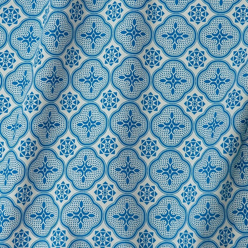 Printed Fabric / Begonia Glass Pattern / Antique Blue - เย็บปัก/ถักทอ/ใยขนแกะ - ผ้าฝ้าย/ผ้าลินิน 