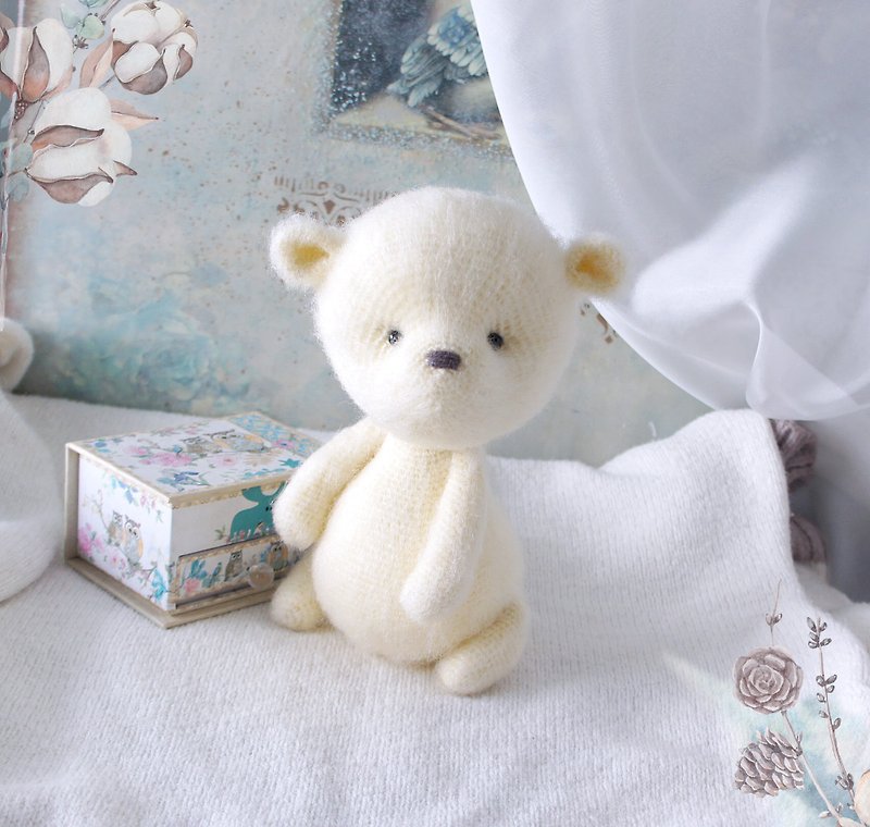 Stuffed Bear Toy, White Teddy Bear for Home decor, Woodland Soft Animal Toy - Kids' Toys - Wool White