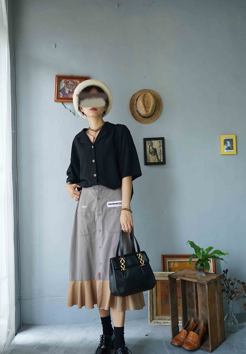 Restyle transformation of vintage-tooling transformation gray Khaki fishtail skirt - Skirts - Cotton & Hemp Gray
