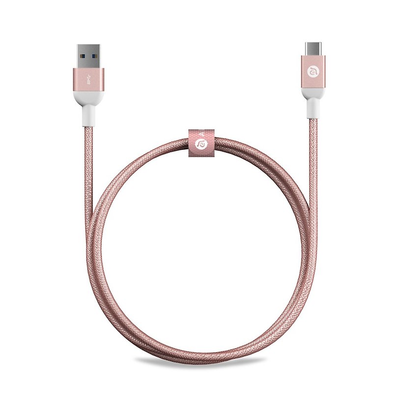 CASA USB-C - USB 3.1 Metal Braided Wire 1M Rose Gold - Chargers & Cables - Other Metals Pink