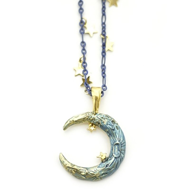 Crescent Moon von Brown/ Necklace NE318 - Necklaces - Other Metals Blue