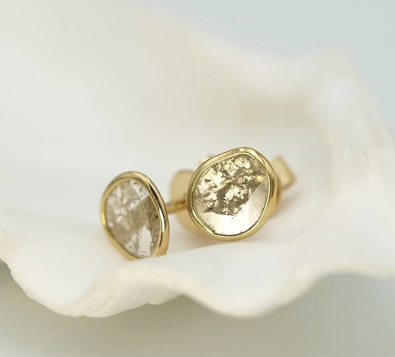 Nebulous Starfield Salt & Pepper Diamond Earrings - Earrings & Clip-ons - Diamond Gold